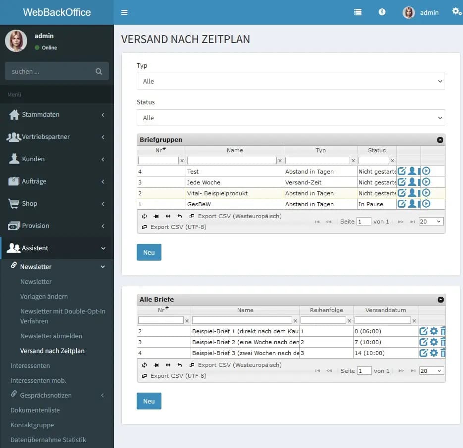 Erfolgsassistent im Überblick